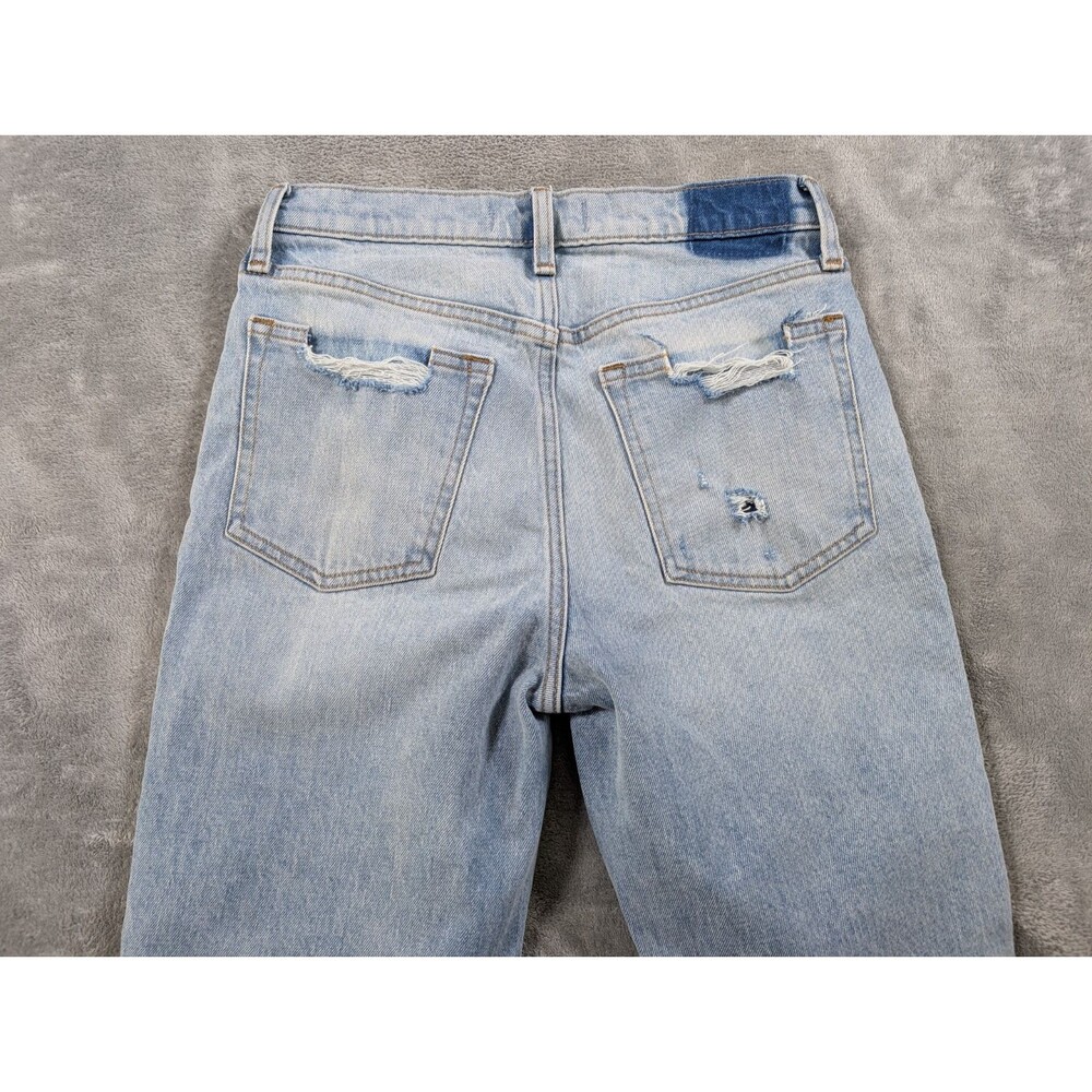 Abercrombie & Fitch Boyfriend Jeans Womens 25/0 Mid Rise Distressed Raw Hem Blue - Picture 4 of 12